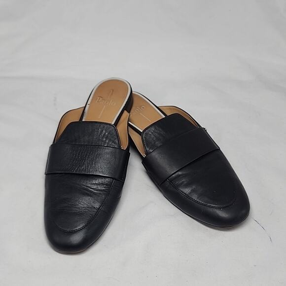 LINEA PAOLO ANNIE LOAFER MULES BLACK LEATHER LADIES 8 GUC - Picture 13 of 16